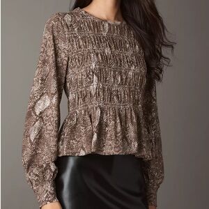 NWT Anthropologie Pilcro Long-Sleeve Smocked Top